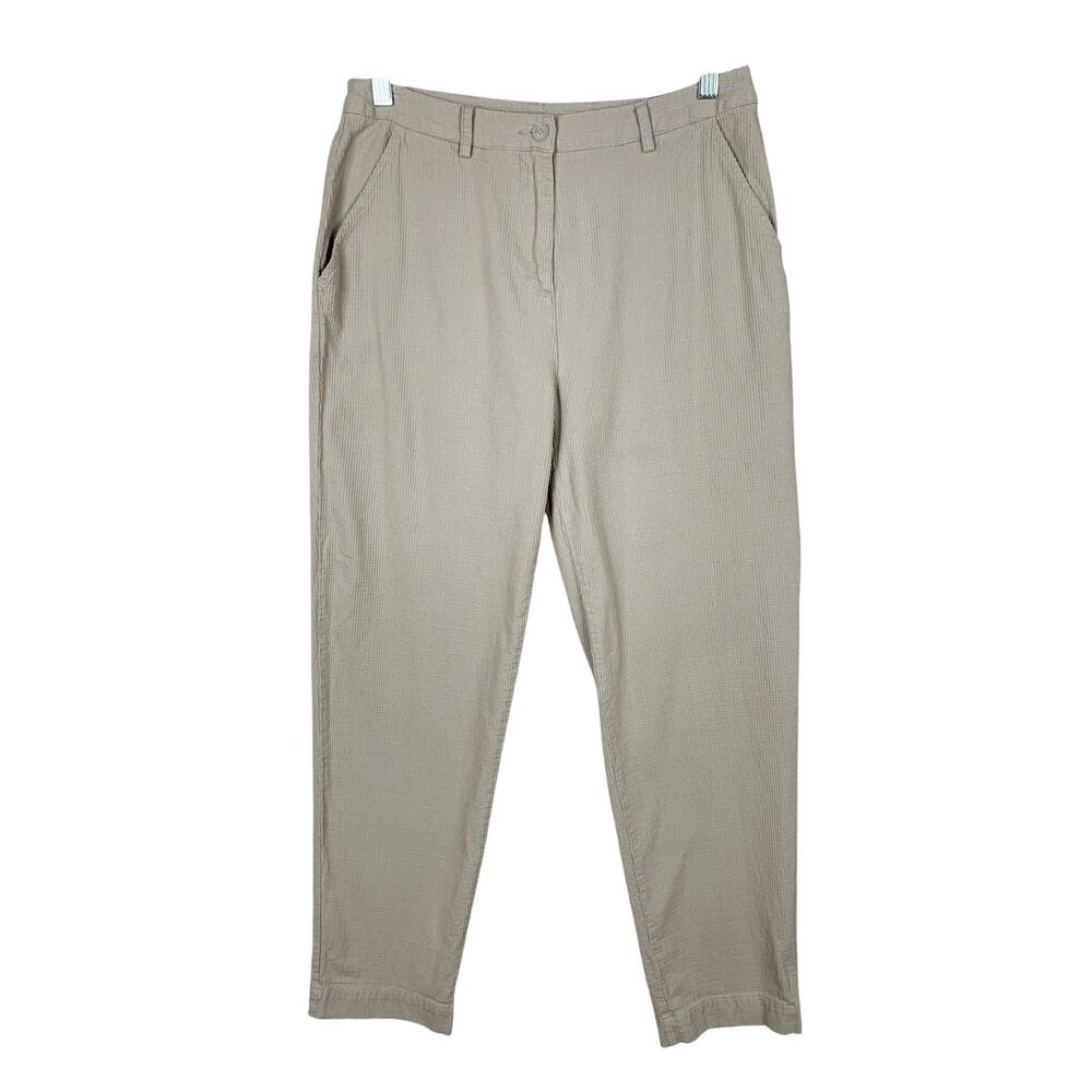 Poetry Pants Cotton Gray Tan Textured High Rise Trousers Pockets Women's US 6